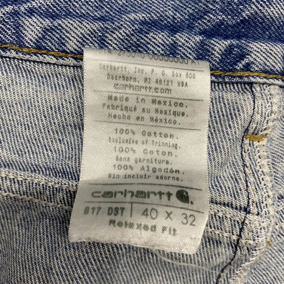 CARHARTT Relaxed Fit Straight Light Wash Blue Denim Jeans Men's Size W 40 L 32 - Picture 6 of 11